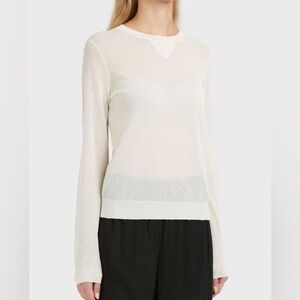 Theory Cream Sheer Pullover Knit Top
